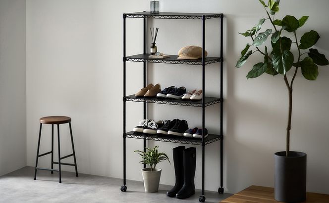 カラーメタルラック ウッドボード付き CMM-75144B ブラック スチールラック メタルラック カラー ウッドボード付き 収納 キッチン リビング おしゃれ アイリスオーヤマ