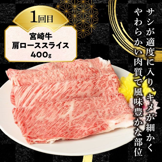 【3ヶ月定期便】宮崎牛食べ比べスライス N0147-YD0254　