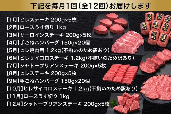 肉 博多和牛 人気部位 食べ比べ 12回 定期便 牛肉 [久田精肉店 福岡県 宇美町 um40bsi440056] 牛肉 和牛 国産 うし お肉 ステーキ 焼肉 赤身 小分け スライス シャトーブリアン ヒレ ロース ハンバーグ 冷凍