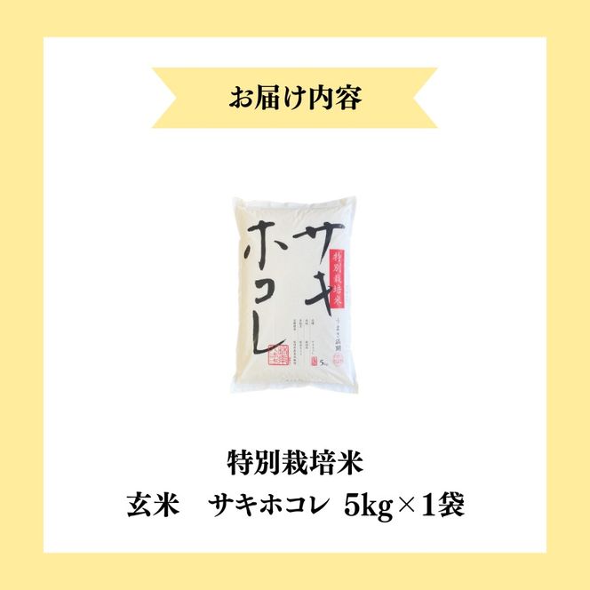 【令和7年産】栽培期間中 農薬・化学肥料不使用【玄米】特別栽培米サキホコレ5kg×1