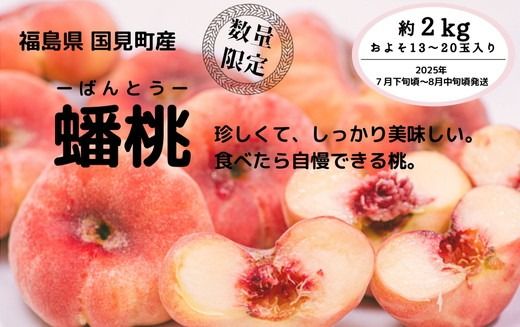 ◆2025年夏発送◆＜ 蟠桃・約2kg ＞  ※離島への配送不可 ※2025年7月下旬～8月中旬頃に順次発送予定