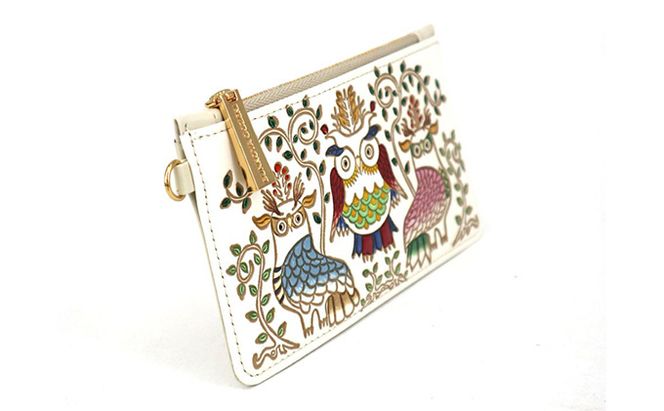 【文庫屋大関】すっきりカードケース　ふくろう【皮革工芸品】 ファッション小物 雑貨 フラグメントケース 小銭入れ付き 収納 スマート 日本製 鳥 フクロウ 梟 