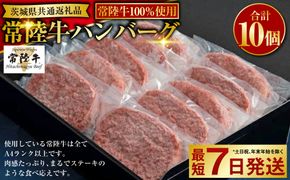 【常陸牛100%】ハンバーグ10個（ソース付）（茨城県共通返礼品）