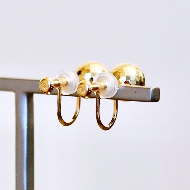 K18(18金) イエローゴールド ミラーボール イヤリング 地金 中空(直径8mm) 保証書付 M2180ER 242-048