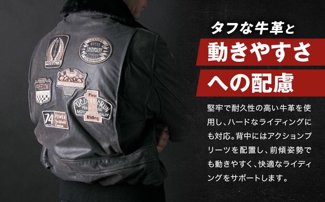 【デグナー】ヴィンテージフライトレザージャケット[16WJ-10] ブラック Sサイズ｜京都 バイクギア 人気ブランド ジャケット バイク［ ヴィンテージ 牛革 プロテクター アクションプリーツ 機能性 実用性 耐久性 安全性 柔らかい フィット感 ツーリング ライダー バイカー おしゃれ かっこいい 人気 おすすめ 送料無料 ふるさと納税 ］ 261009_A-JR192VC01