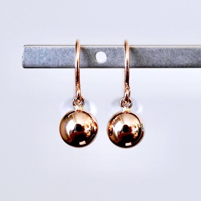 K18PG(18金) ローズゴールド 地金 ボール ピアス フックタイプ シンプル 保証書付 KO-0068 242-029-c