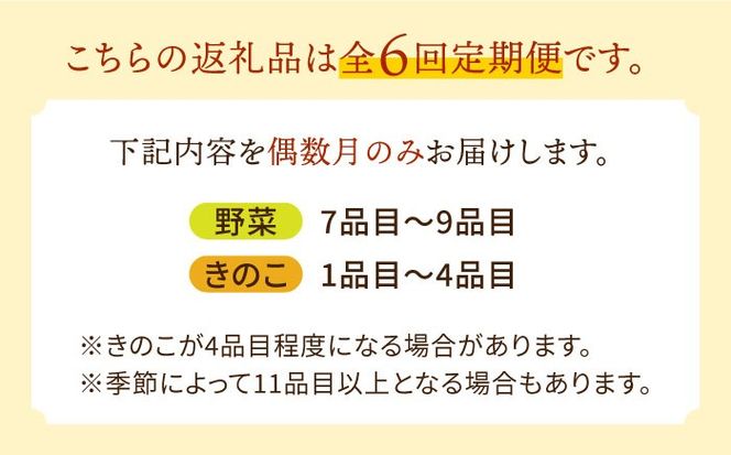 【偶数月コース】野菜 キノコ 10品目以上 詰め合わせ 6回 定期便 / 南島原市 / 吉岡青果 [SCZ006]