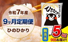 令和7年産 ひのひかり 【9ヶ月定期便】 無洗米 5kg (5kg×1袋) 計9回お届け 《お申込み翌月から出荷》 熊本県産 精米 ひの 米 こめ お米 熊本県 長洲町---hn7tei_112500_5kg_mo9_ng_m---