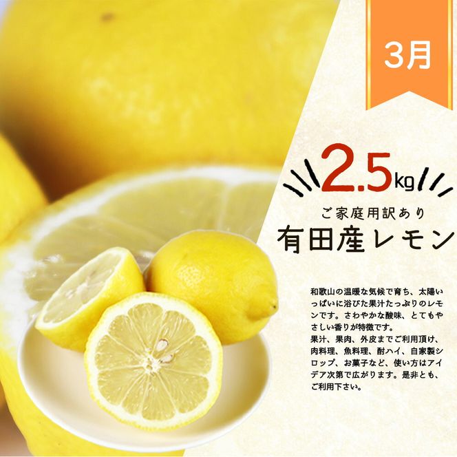 G60-T81_【定期便 全3回】紀州和歌山産 旬のご家庭用 柑橘セット（みかん・不知火・レモン）