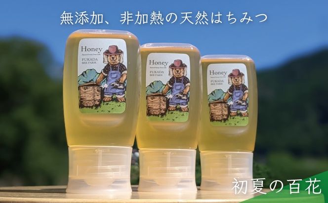 合計900g 天然蜂蜜 国産蜂蜜 非加熱 生はちみつ 岐阜県 美濃市産 初夏 (蜂蜜300g入りピタッとボトル3本セット)B11 深田養蜂のハチミツ