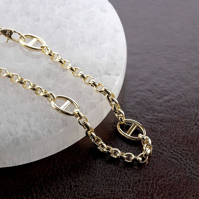 ブレスレット 18金 k18 レディース チェーンのみ 18cm 太め ゴールド イエローゴールドK18 18k 甲丸中空長小豆 アズキチェーン シンプル ジュエリー 250623mro400ymuni SWAA342