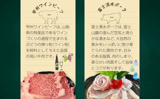 【冷凍】富士湧水ポーク・甲州ワインビーフ熟成肉 しゃぶしゃぶ堪能セット DM061