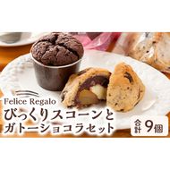 【0114102a】ガトーショコラ(4個)とびっくりスコーンセット！(5個)ケーキ お菓子 スイーツ 洋菓子 焼き菓子 個包装 小分け おやつ チーズ チョコ 栗 餡子【Felice Regalo】