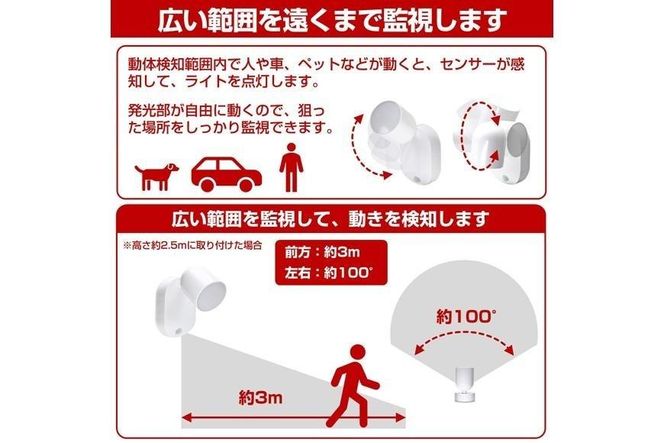 LEDセンサー付ライト　電球色・白色　マグネット　電池式　PM-L751W 272183_AZ146