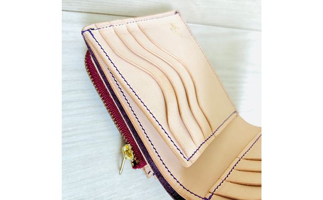 財布 本格毛皮 ハーフウォレット パープルｘダルメシアン コンパクトウォレット 高級皮革 レザー 小銭入れ 札入れ コンパクト ダルメシアン ギフト 日用品 雑貨 日進市 愛知県