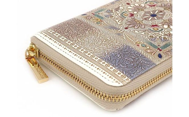 【文庫屋大関】 大容量　ぐるっとファスナーの長財布　夢幻のタピ【皮革工芸品】 ファッション小物 民芸品 