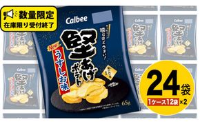 カルビー 堅あげポテト うすしお味 24袋 ( 2ケース ) 65g ポテチ お菓子 おかし 大量 スナック おつまみ ジャガイモ じゃがいも まとめ買い 数量限定 [DA015us]