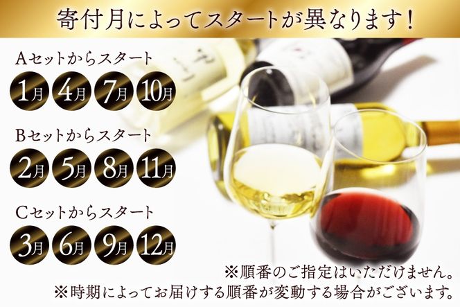 【3回定期便】NS-0012 韮崎ワイナリー赤白ワイン 750ml 3本 3ヶ月 計9本 [韮崎翠緑 山梨県 韮崎市 20745304] ワイン 山梨 ワインセット お酒 酒 飲み比べ 飲み比べセット 詰め合わせ 赤 白 定期便