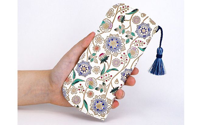 【文庫屋大関】メガネケース　ダリア＜コバルトブルー＞【皮革工芸品】 ファッション小物 民芸品 