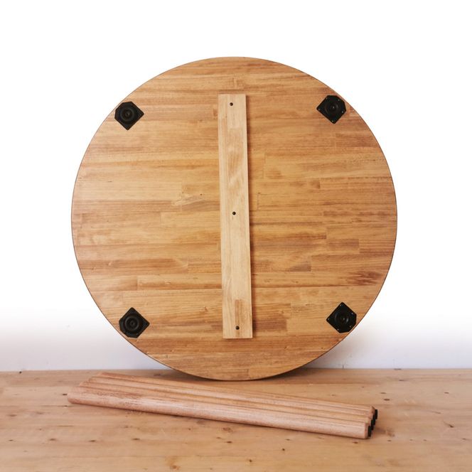 [木脚] 天然木のダイニングテーブル (ラウンド) W90×D90×H72cm｜オイル・ウレタン仕上げ 組立簡単 工具不要 [2429]