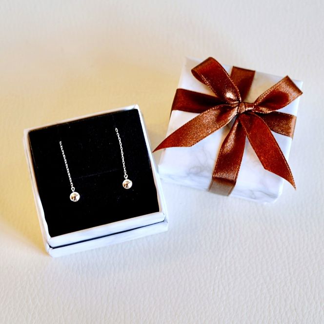 【ジュエリー】K10WG ホワイトゴールド  丸 ロング チェーン ピアス 保証書付 SMK-5219丸 242-019-b