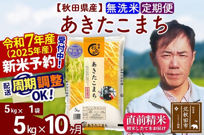 ※令和7年産 新米予約※《定期便10ヶ月》秋田県産 あきたこまち 5kg【無洗米】(5kg小分け袋) 2025年産 お届け周期調整可能 隔月に調整OK お米 みそらファーム|msrf-30310