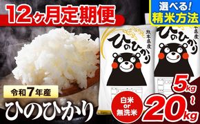 令和7年産 【12ヶ月定期便】無洗米 も選べる 白米 米 ひのひかり 5kg 10kg  20kg 《お申込み翌月から出荷》熊本県 氷川町 国産 熊本県産 白米 精米 無洗米 送料無料 ヒノヒカリ こめ お米 ---hkw_lcl_167_mo12_tei---