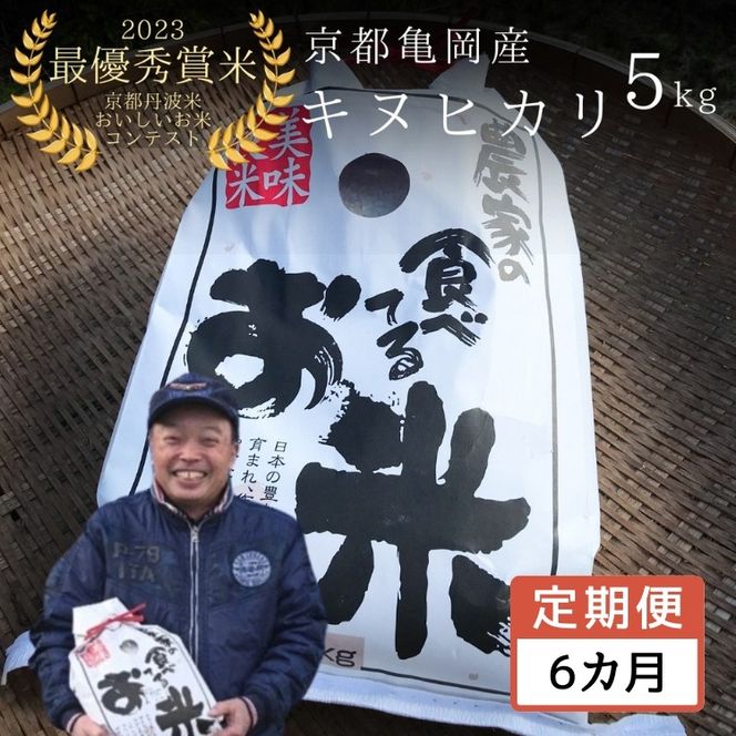 【定期便】令和7年産 キヌヒカリ 5kg×6回 計30kg【京都丹波米おいしいお米コンテスト】入賞（最優秀賞） ｜ 米 コメ 白米 京都 丹波 きぬひかり 数量限定