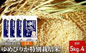 玄米 北海道赤平産 ゆめぴりか 20kg (5kg×4袋) 特別栽培米 米 北海道 お米 ふるさと納税
