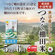 【令和8年産 先行予約】【定期便／全6回】無洗米5kg　新潟県十日町市魚沼産コシヒカリ「つなぐ棚田米」  米 こしひかり 無洗米 定期 十日町市