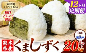 【12ヶ月定期便】無洗米 も選べる 熊本県産 ブレンド米 くましずく 5kg 10kg 15kg 20kg《11月から出荷開始》---oz_ksztei_138000_5kg_h_nov12---