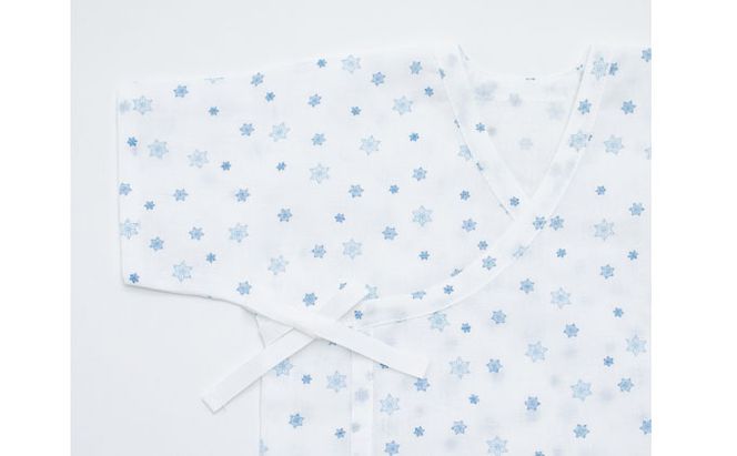 PGガーゼ　ベビー肌着セット 60cm　小紋 ベビー用品 青 ブルー 男の子 赤ちゃん 短肌着 コンビ肌着 裏始末 サイズ調整 股下ホック 肌に優しい 