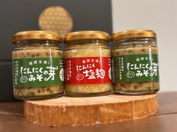 にんにくの芽みそ120g×2本　にんにく塩麴130g×1本（自然栽培のにんにくシリーズ）【むなかたひかり】_HA1598