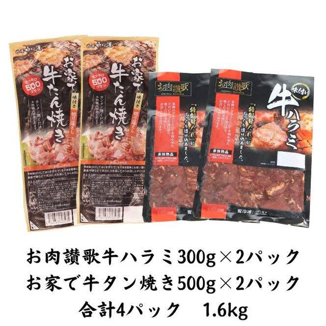 お肉讃歌牛ハラミと 牛タン 味付け切り落としセット 1.6kg ＜肉の匠 中むら屋厳選＞　【1680】