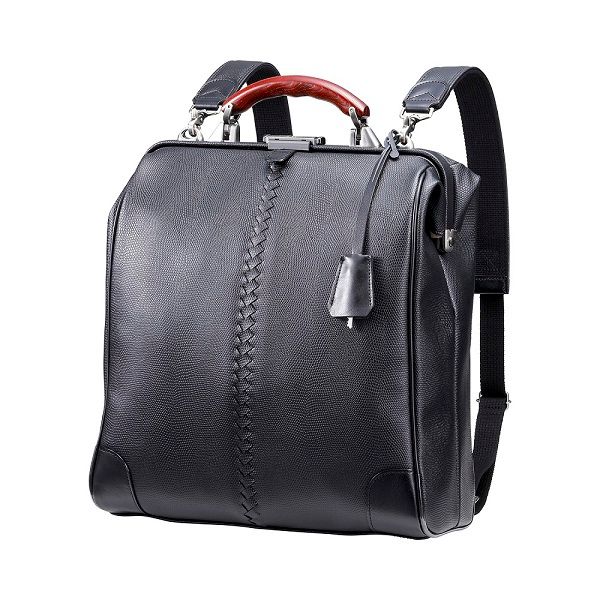 【高島屋選定品】豊岡鞄 YOUTA LIZARD 3way 縦ダレスL (YK3) ブラック / 木和田正昭商店 ダレスバッグ メンズ レディース 縦型 バッグ ショルダー リュック A4ファイル対応