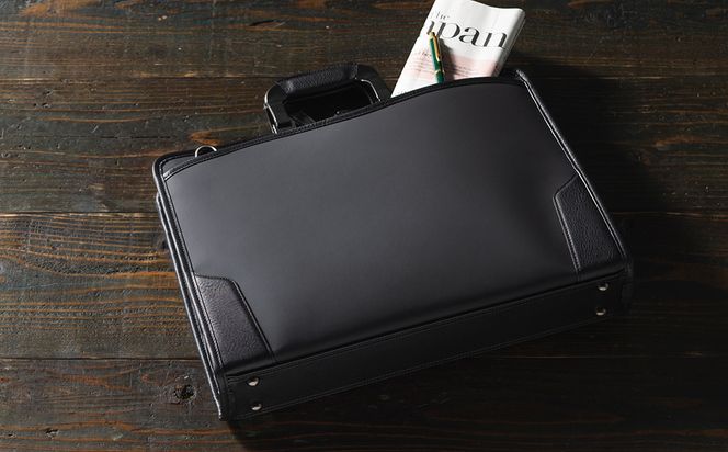 豊岡鞄 craftsmanship HLSS Briefcase Resin Handle ブラック 202202 / 木和田正昭商店 ブリーフケース ビジネスバッグ メンズ A4ファイル対応 ノートPC収納 通勤 軽量 カバン バッグ 自立 手持ち ショルダーベルト付属 2way