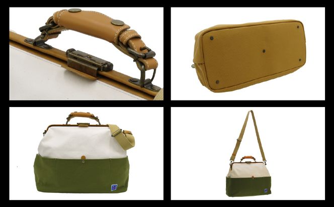 木綿屋五三郎 帆布コンビダレスボストンバッグ（No.1592-53）カーキ