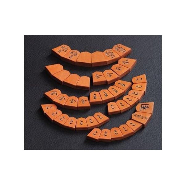 牛革 将棋（彫り駒、盤、駒置き）セット　暁作　522012