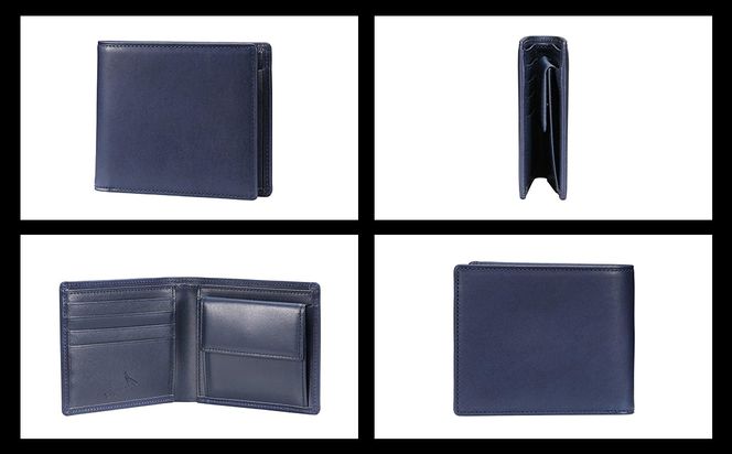 【高島屋選定品】豊岡財布 craftsmanship AI（藍） Bifold Wallet ネイビー CW011 勝色 / 二つ折り 財布 ブランド メンズ 2つ折り財布 牛皮革 本革 高級 おしゃれ ビジネス 本藍染め ネイビー