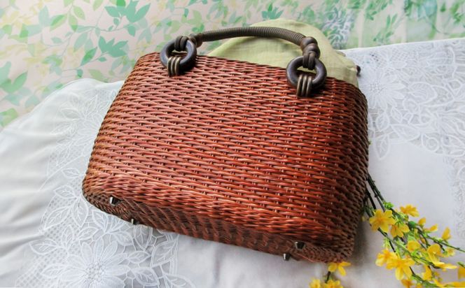 かごバッグ 柳かご（大） / 籠バッグ 豊岡 杞柳細工 伝統工芸士作 伝統工芸品 柳染め かご バッグ カバン 自家栽培 柳 天然素材 高級 おしゃれ 和テイスト 大人 手作り ハンドメイド 日本製 レディース