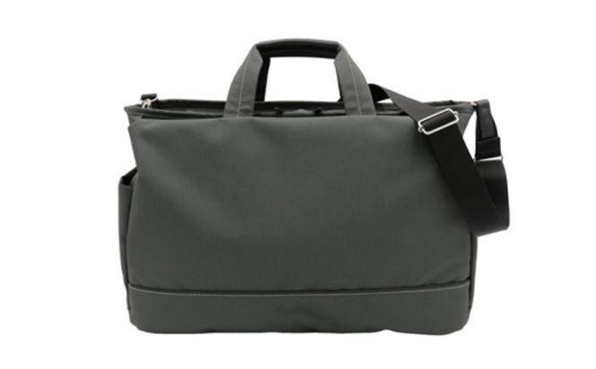 エコステップボストンバッグ (No.1599-03) チャコールグレー / 木和田 ボストンバッグ 軽量 撥水 ポリエステル ポケット ショルダーベルト付き 高級 かばん カバン バッグ 鞄 手作り メンズ レディース 日本製