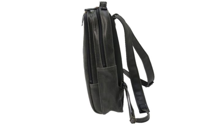 レトロリュック (No.4990-01) ブラック / 木和田 リュック リュックサック 2層式 仕分け収納 白化合皮 ポケット ペットボトルホルダー 高級 かばん カバン バッグ 鞄 手作り メンズ レディース 日本製