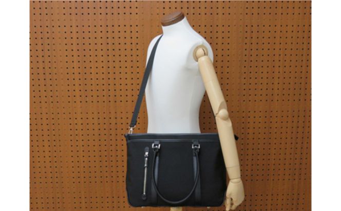 エビータビジネストート (No.5025-01) ブラック / 木和田 トートバッグ ビジネス 軽量 撥水 ナイロン ショルダーベルト付き パソコン お弁当箱 肩掛け 手提げ 高級 かばん カバン バッグ 鞄 手作り メンズ レディース 日本製製