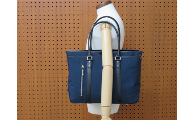 エビータビジネストート (No.5025-60) ネイビー / 木和田 トートバッグ ビジネス 軽量 撥水 ナイロン ショルダーベルト付き パソコン お弁当箱 肩掛け 手提げ 高級 かばん カバン バッグ 鞄 手作り メンズ レディース 日本製