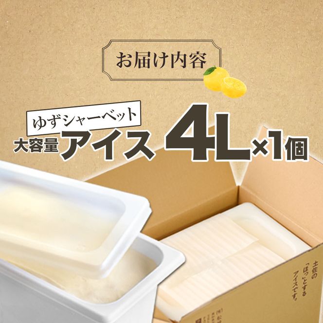 【四国一小さなまちのアイス屋さん】四国一小さなまちのアイス屋さん ゆずシャーベット 大容量 アイス 4000ml 4L 業務用 4リットル デザート スイーツ お菓子 アイス 柚子 ユズ 大容量 いっ