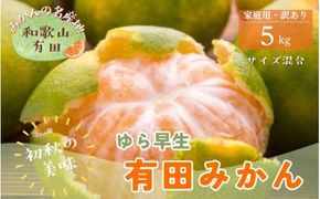 【初秋の美味】ご家庭用ゆら早生有田みかん　約5kg +200g(傷み補償分)【サイズ混合】【2026年10月中旬～11月上旬頃に順次発送予定】【ard237A】